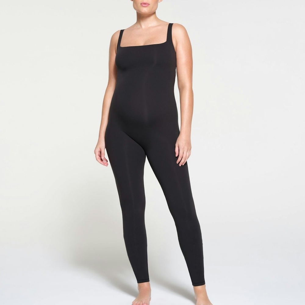 SKIMS Black Square-Neck Maternity Jumpsuit